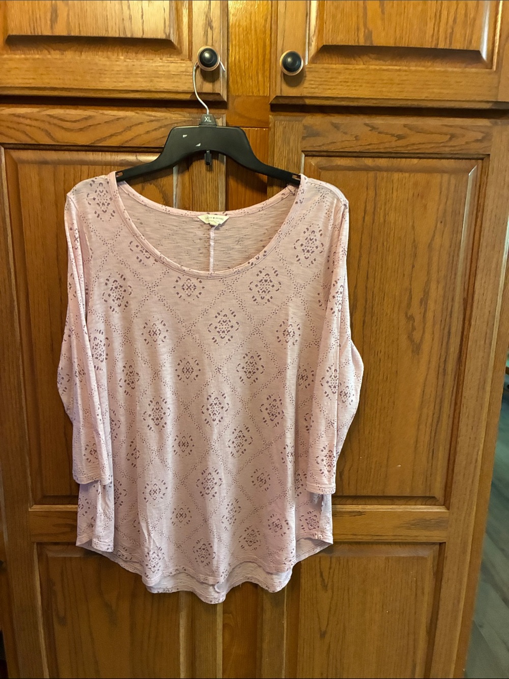 Lucky Brand Pink Eyelet Knit Tunic Top size S